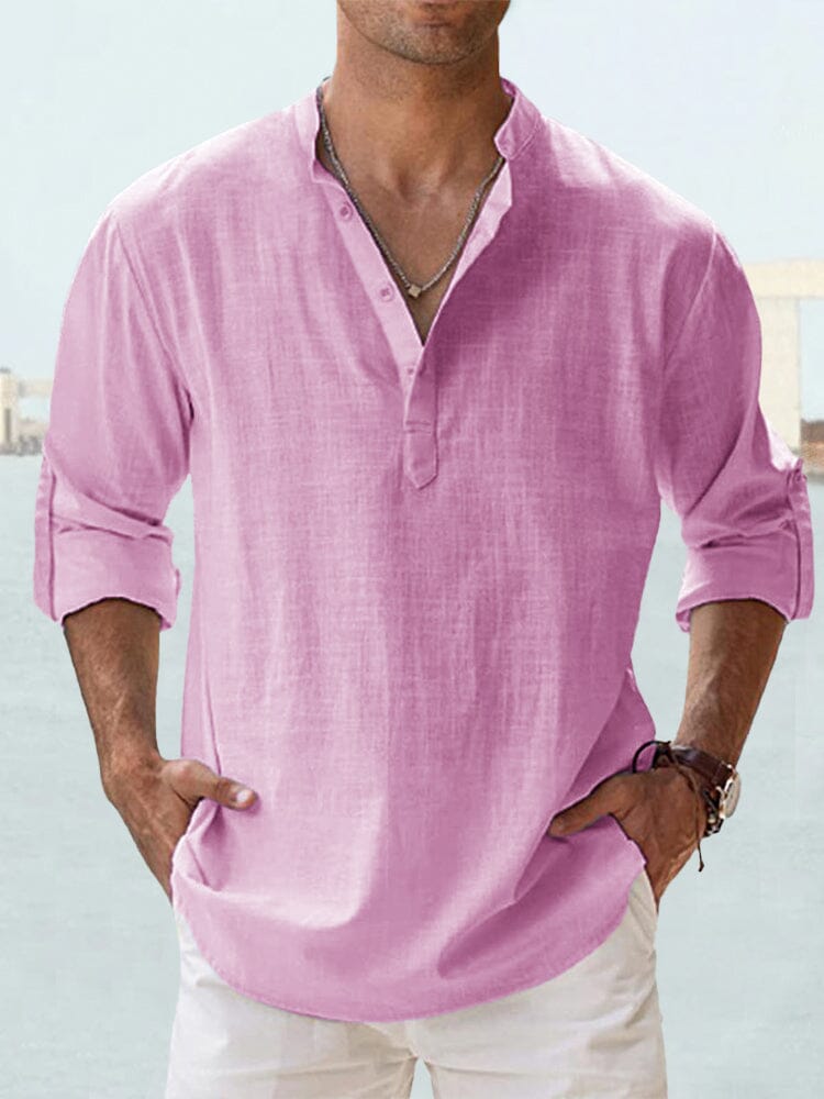 Men's Cotton Linen Casual Button-Down Shirt