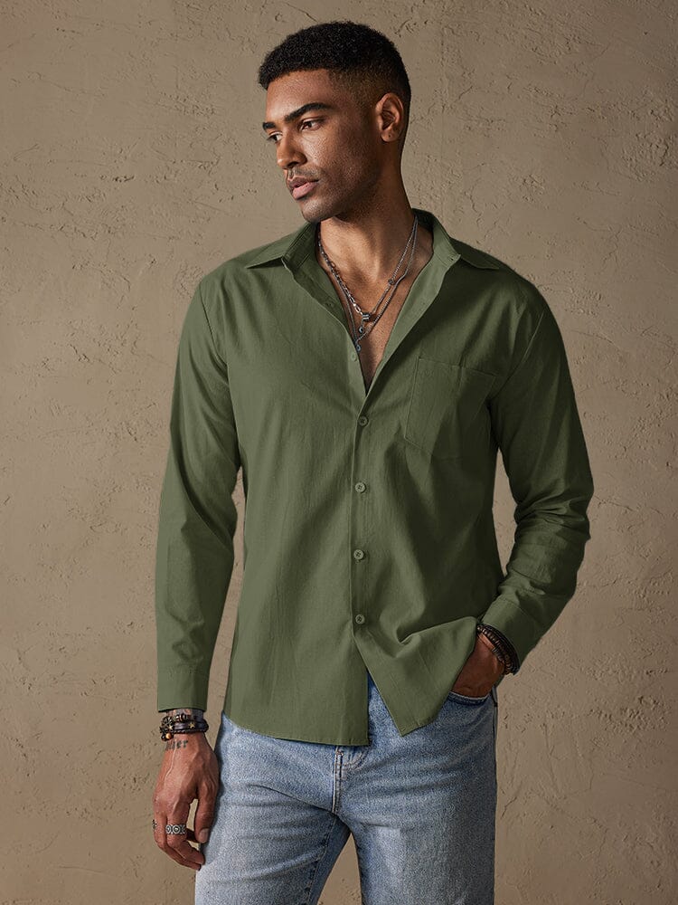 Men's Cotton Linen Long Sleeve Casual Shirt