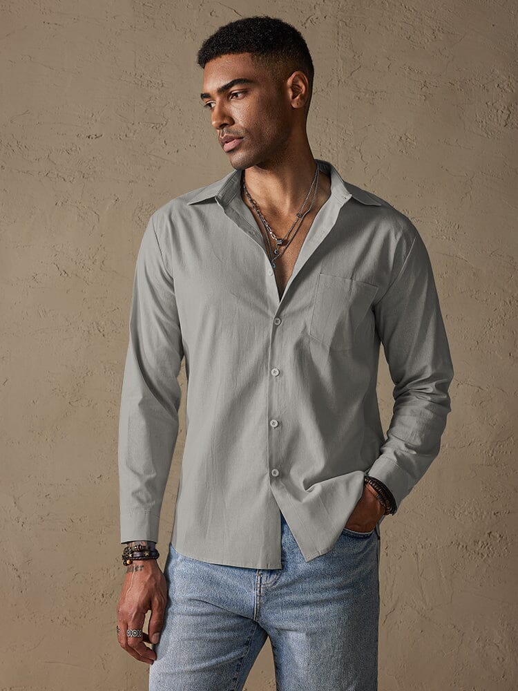 Men's Cotton Linen Long Sleeve Casual Shirt