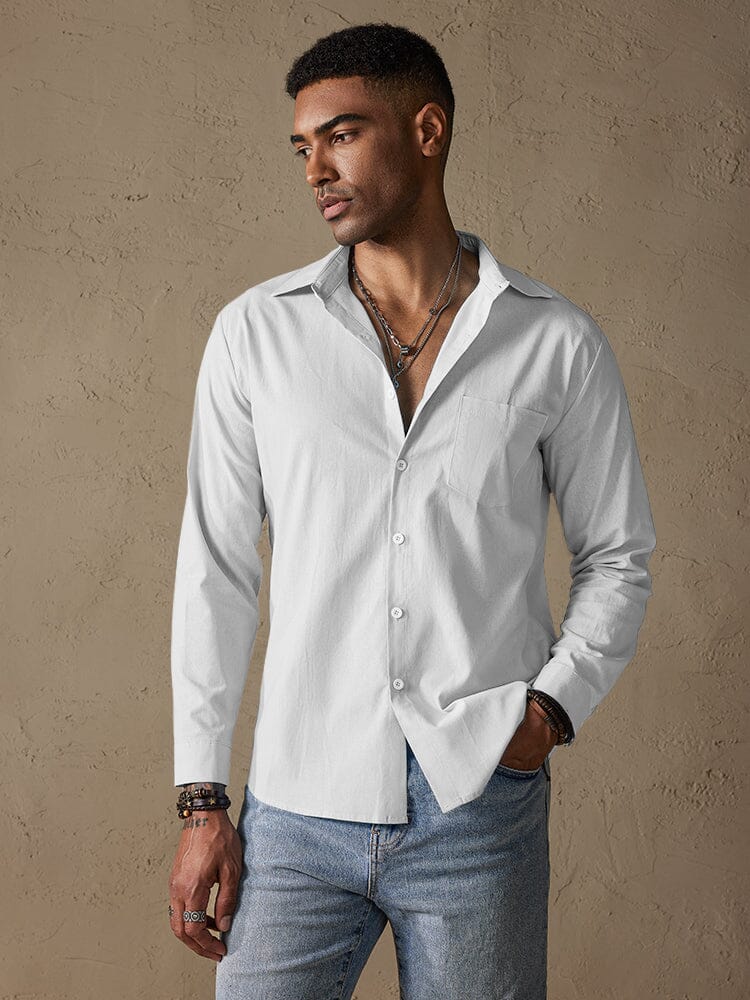 Men's Cotton Linen Long Sleeve Casual Shirt