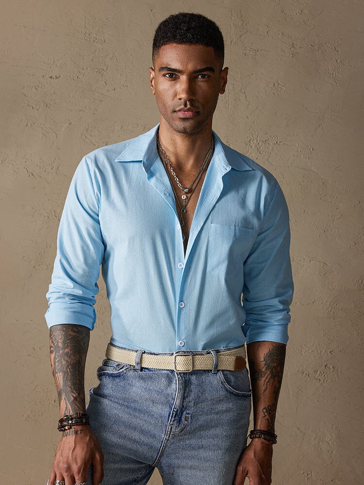 Men's Cotton Linen Long Sleeve Casual Shirt