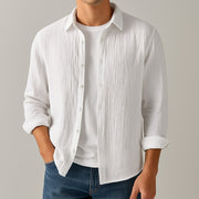 Men's Double-Layer Gauze Cotton Button-Down Shirt