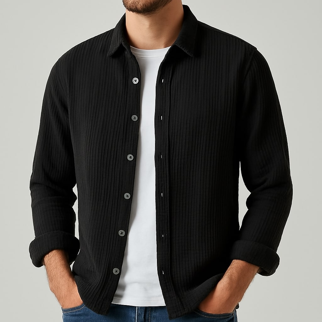 Men's Double-Layer Gauze Cotton Button-Down Shirt