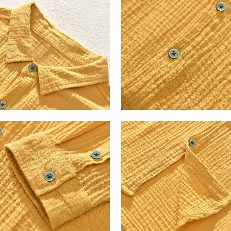 Men's Double-Layer Gauze Cotton Button-Down Shirt