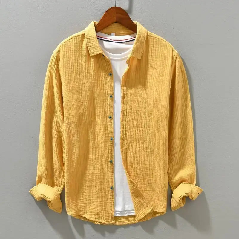 Men's Double-Layer Gauze Cotton Button-Down Shirt