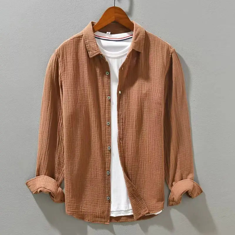 Men's Double-Layer Gauze Cotton Button-Down Shirt