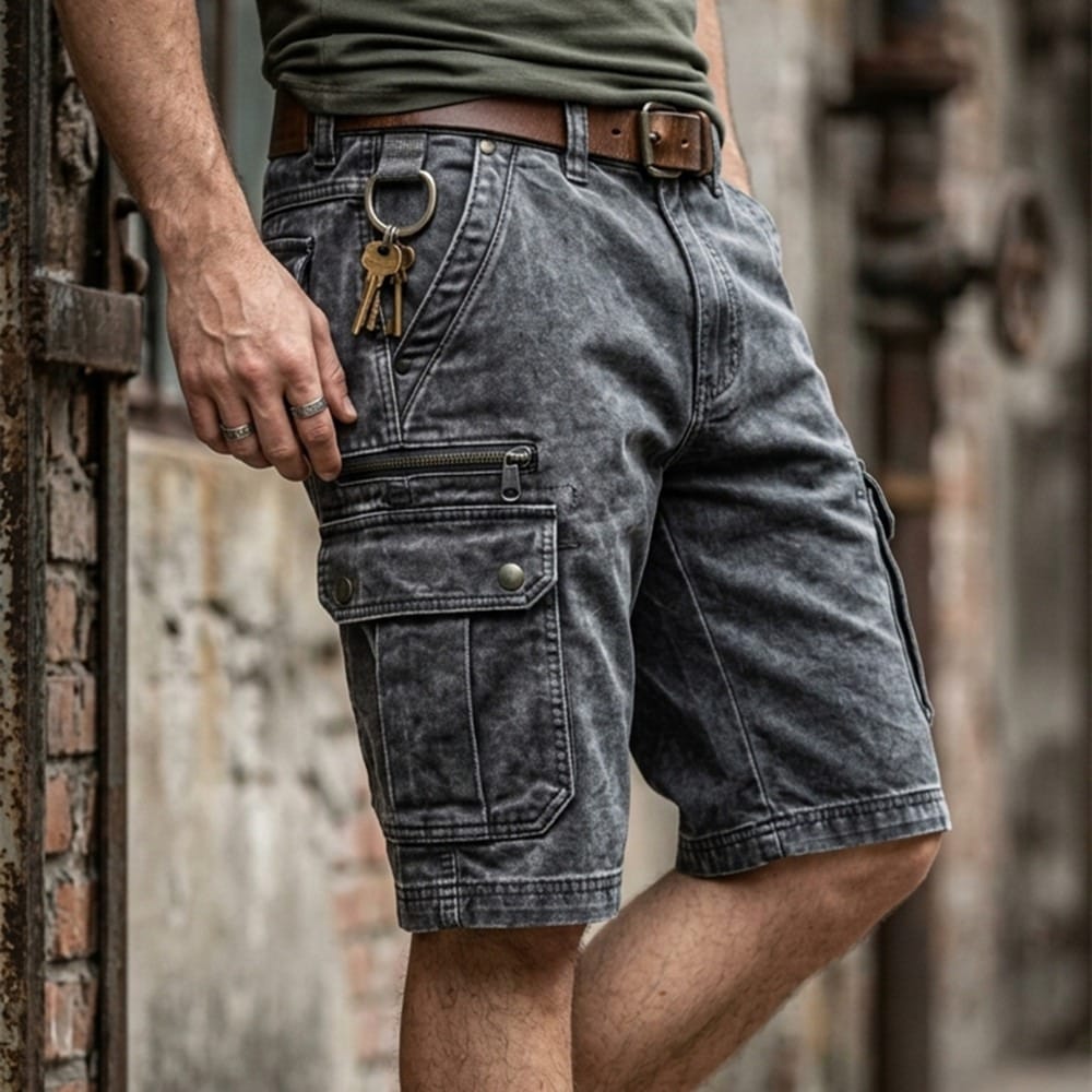 Men's Durable Denim Cargo Shorts