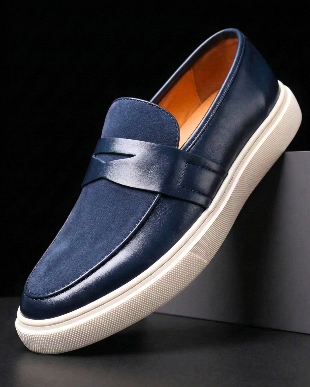 Men's Faux Leather Loafer with Cushioned Insole