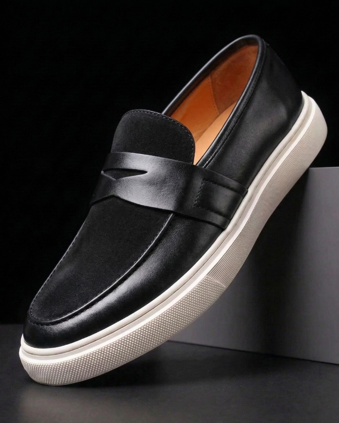 Men's Faux Leather Loafer with Cushioned Insole