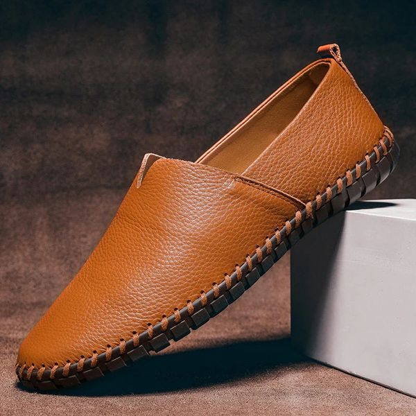 Men's Faux Leather Slip-On Stitched Loafers