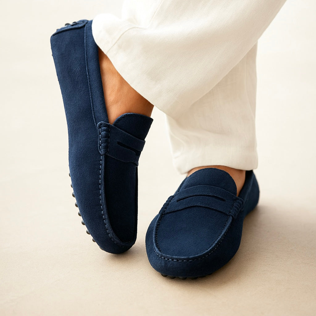 Men's Faux Suede Penny Loafers with Padded Insole