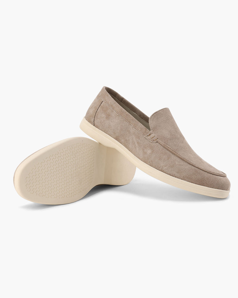 Men's Faux Suede Slip-On Loafers with Contrast White Sole