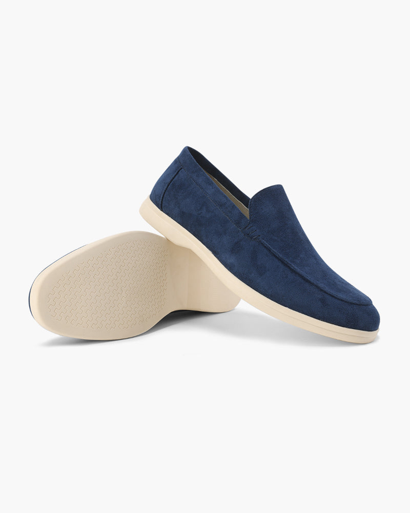 Men's Faux Suede Slip-On Loafers with Contrast White Sole