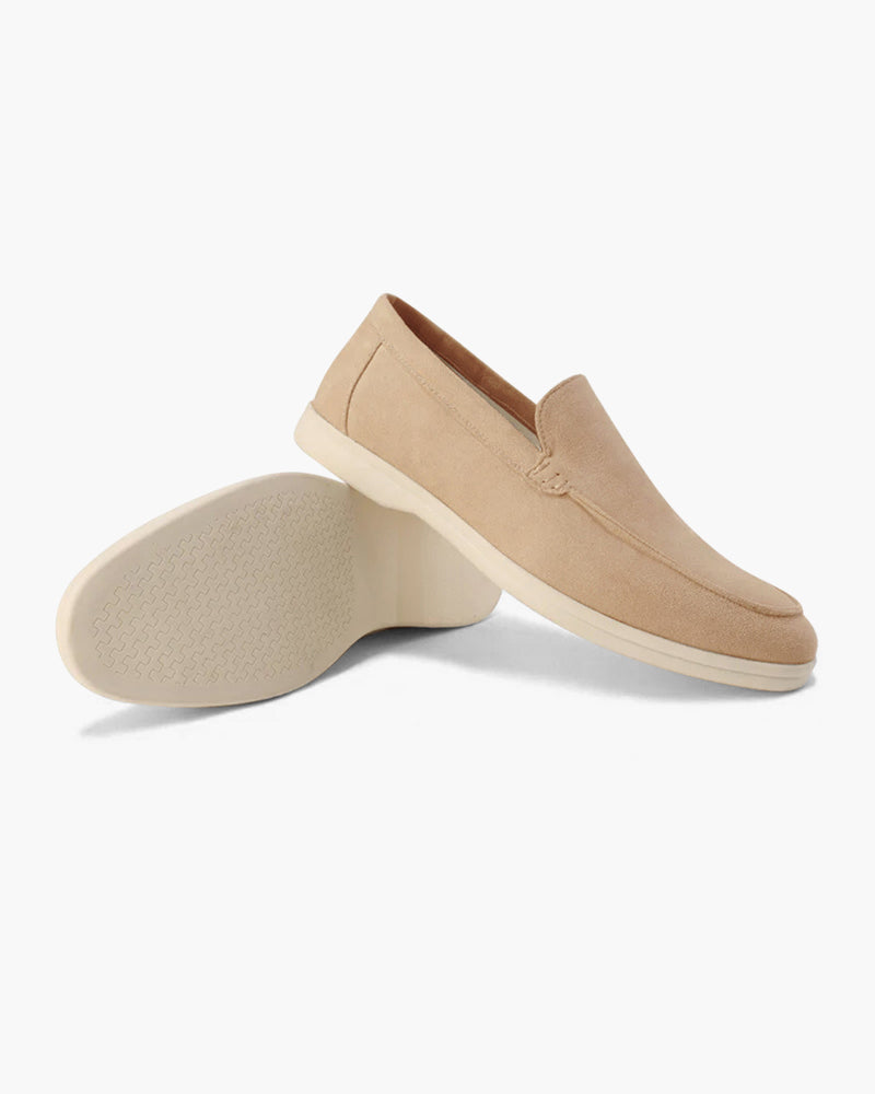 Men's Faux Suede Slip-On Loafers with Contrast White Sole