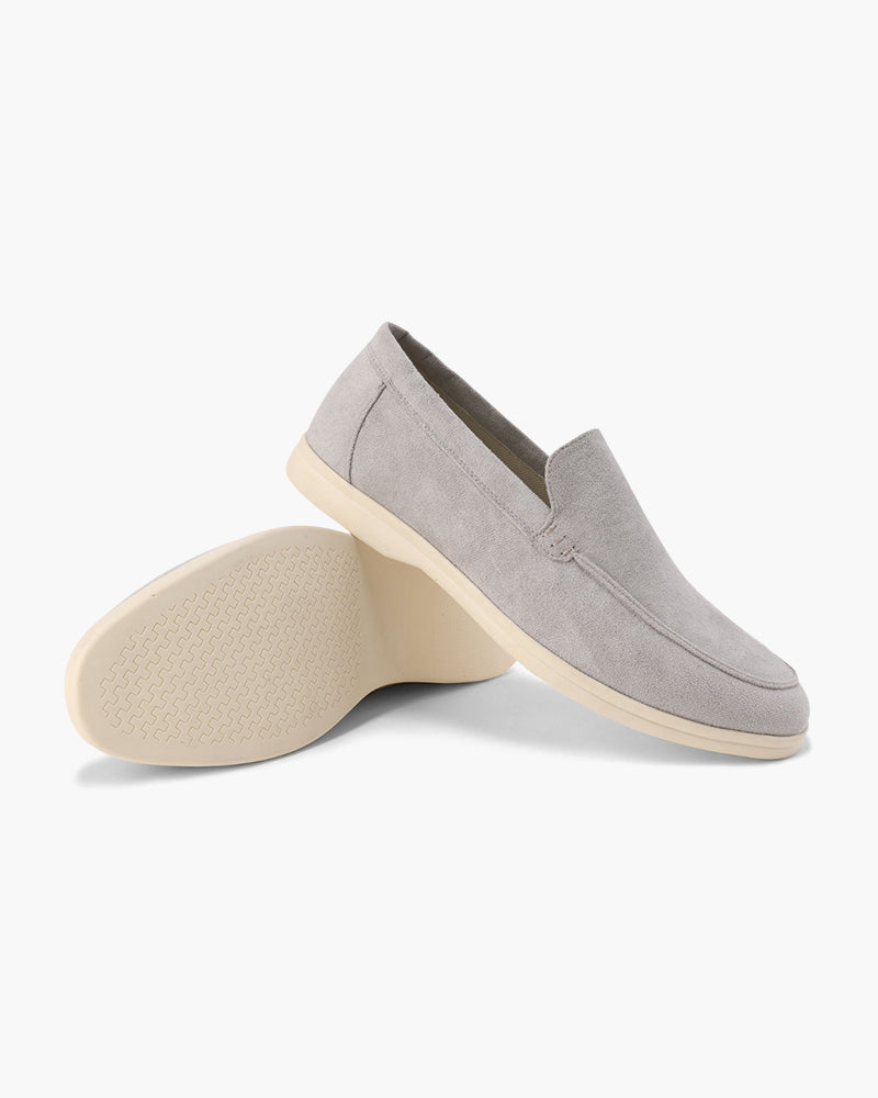 Men's Faux Suede Slip-On Loafers with Contrast White Sole