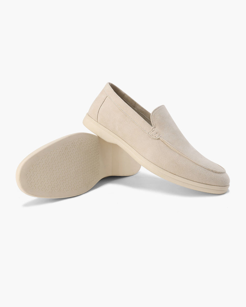 Men's Faux Suede Slip-On Loafers with Contrast White Sole
