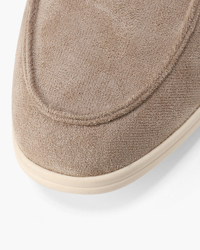 Men's Faux Suede Slip-On Loafers with Contrast White Sole