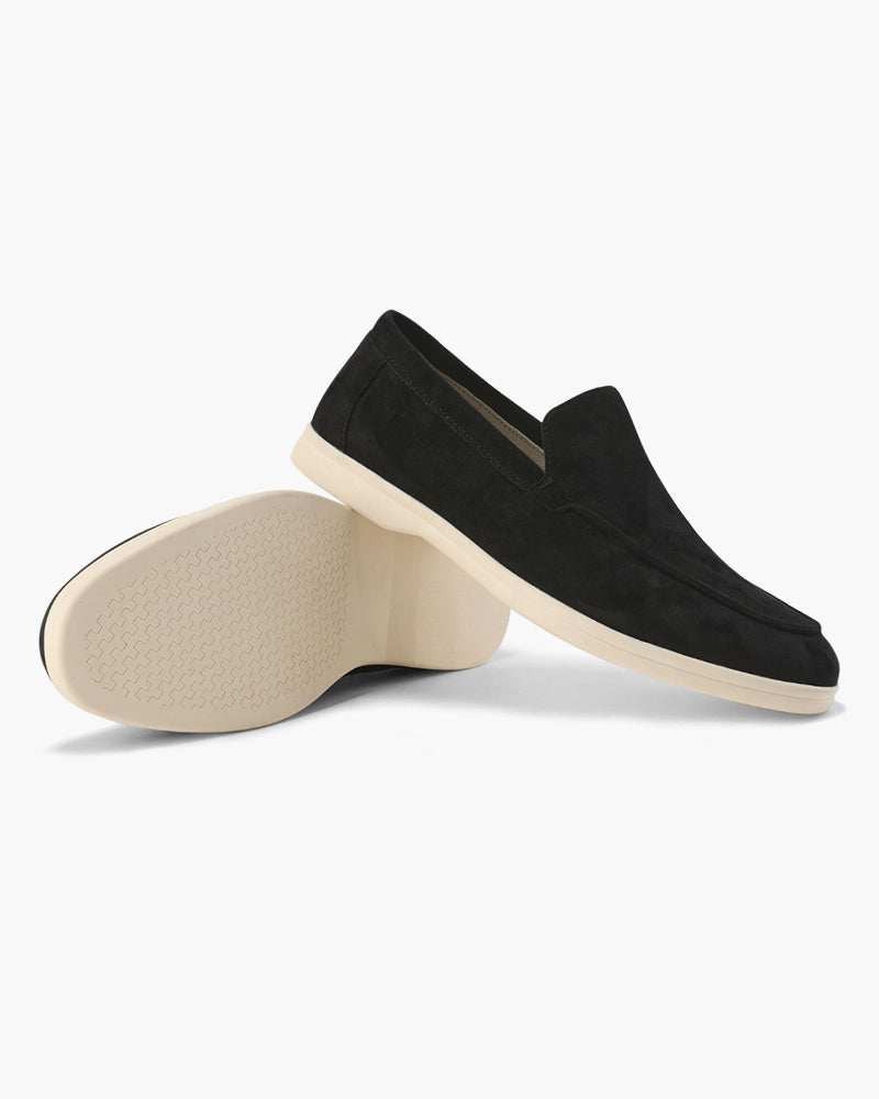 Men's Faux Suede Slip-On Loafers with Contrast White Sole