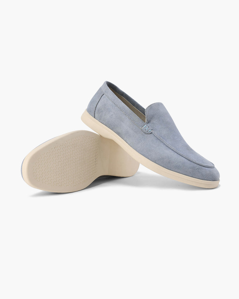 Men's Faux Suede Slip-On Loafers with Contrast White Sole