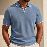 Men's Fine-Rib Knit Polo Shirt