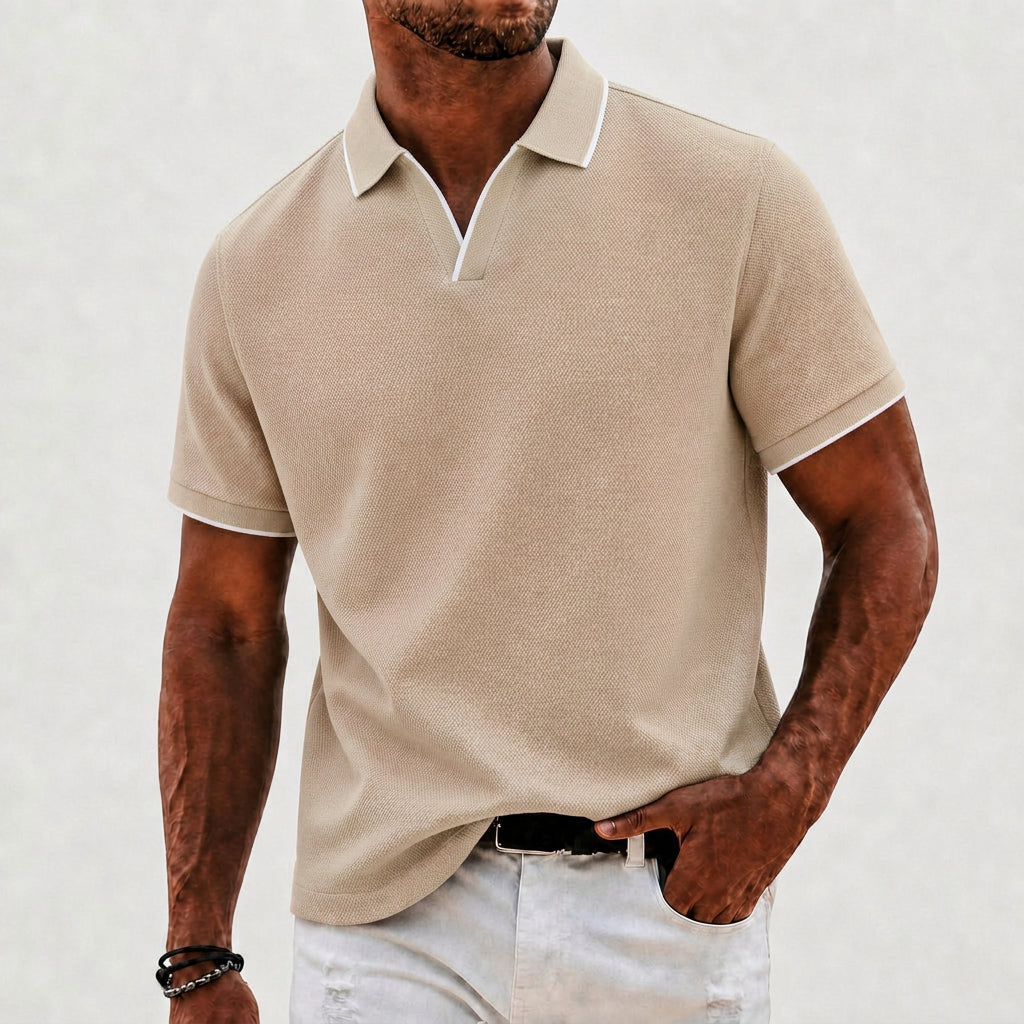 Men's Fine-Rib Knit Polo Shirt