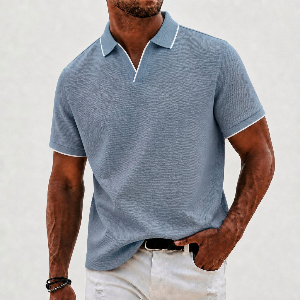 Men's Fine-Rib Knit Polo Shirt