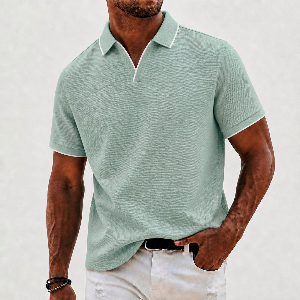 Men's Fine-Rib Knit Polo Shirt