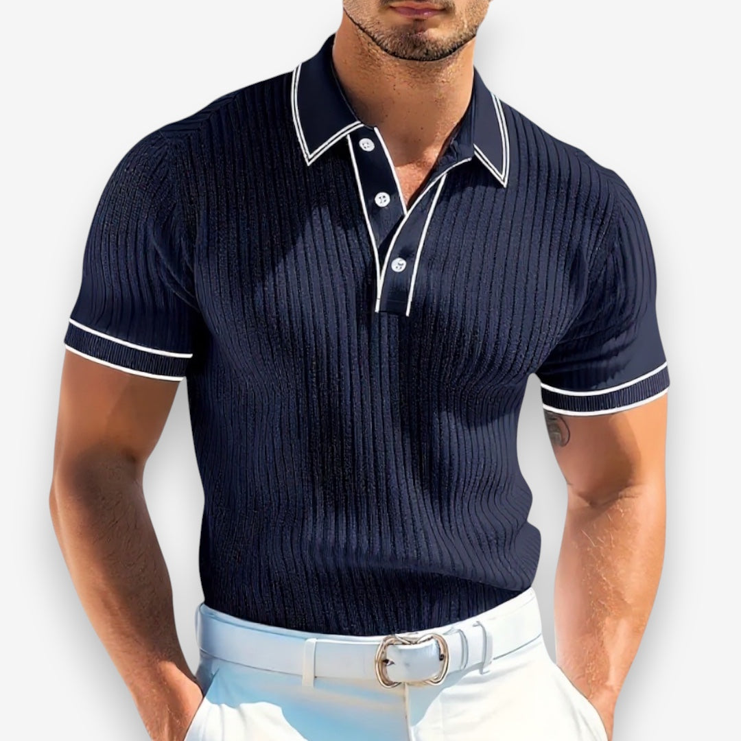 Men's Fine Rib Knit Milano Collar Shirt