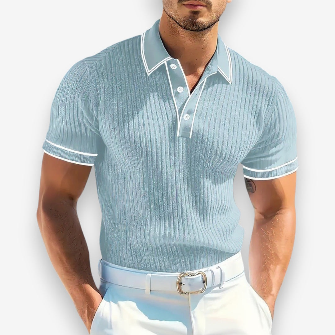 Men's Fine Rib Knit Milano Collar Shirt