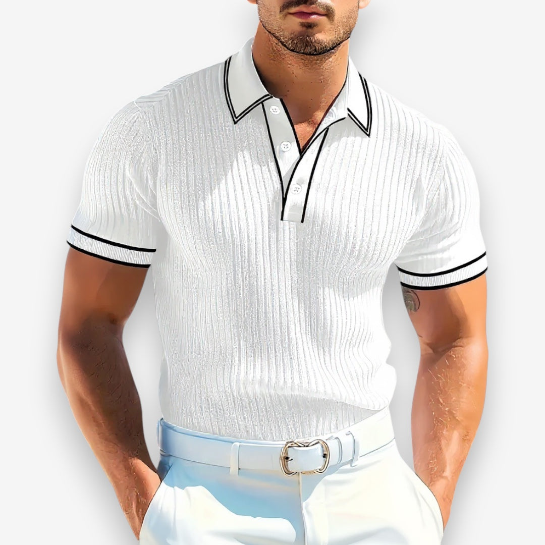 Men's Fine Rib Knit Milano Collar Shirt
