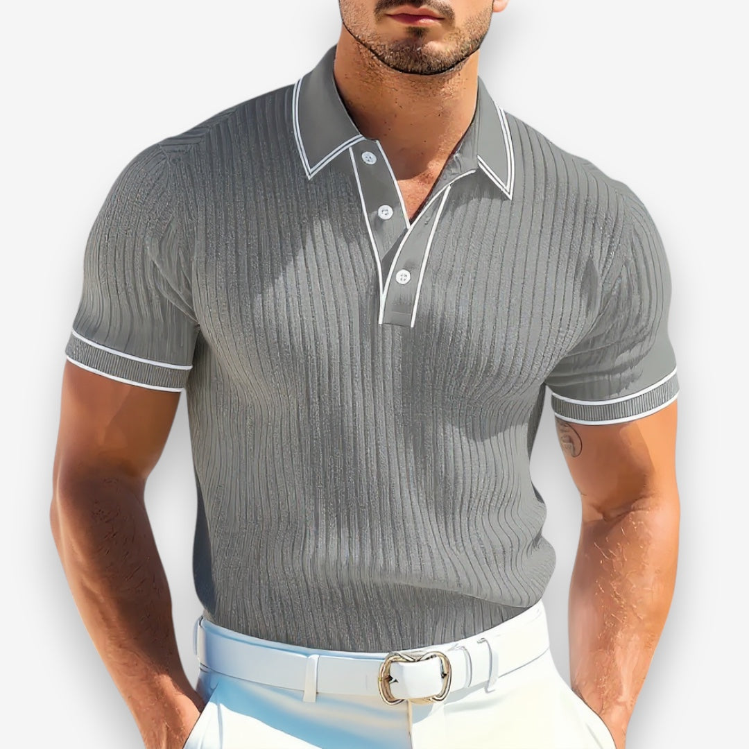 Men's Fine Rib Knit Milano Collar Shirt