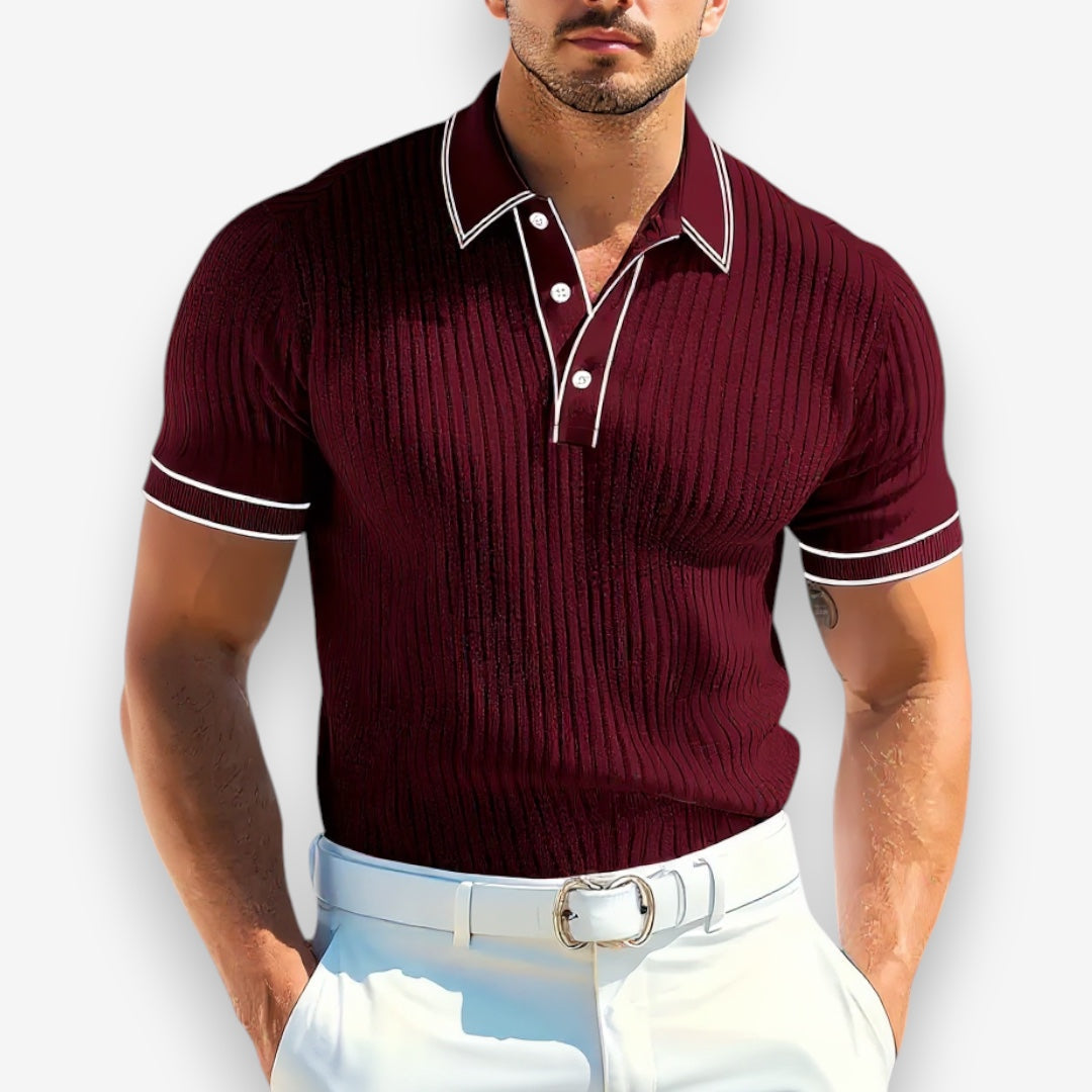 Men's Fine Rib Knit Milano Collar Shirt