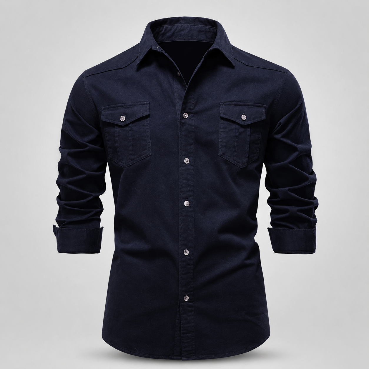 Men's Garment-Washed Cotton Button-Down Shirt