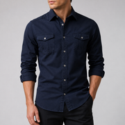 Men's Garment-Washed Cotton Button-Down Shirt