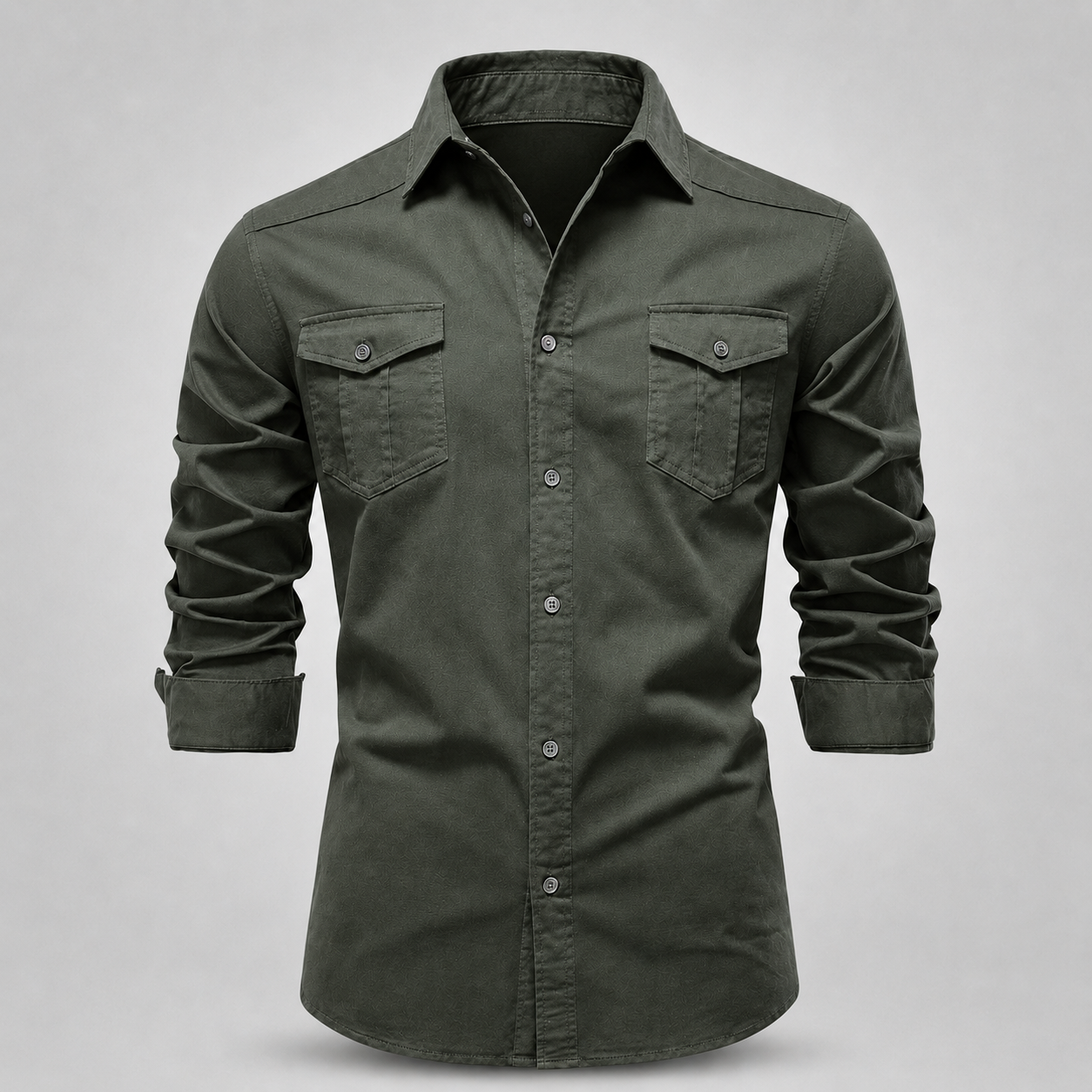 Men's Garment-Washed Cotton Button-Down Shirt