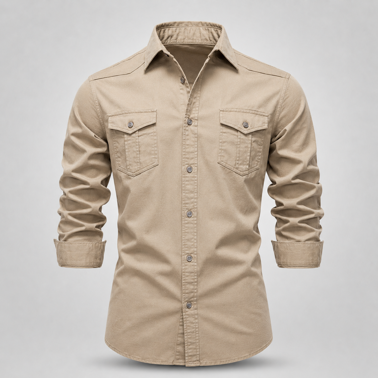 Men's Garment-Washed Cotton Button-Down Shirt