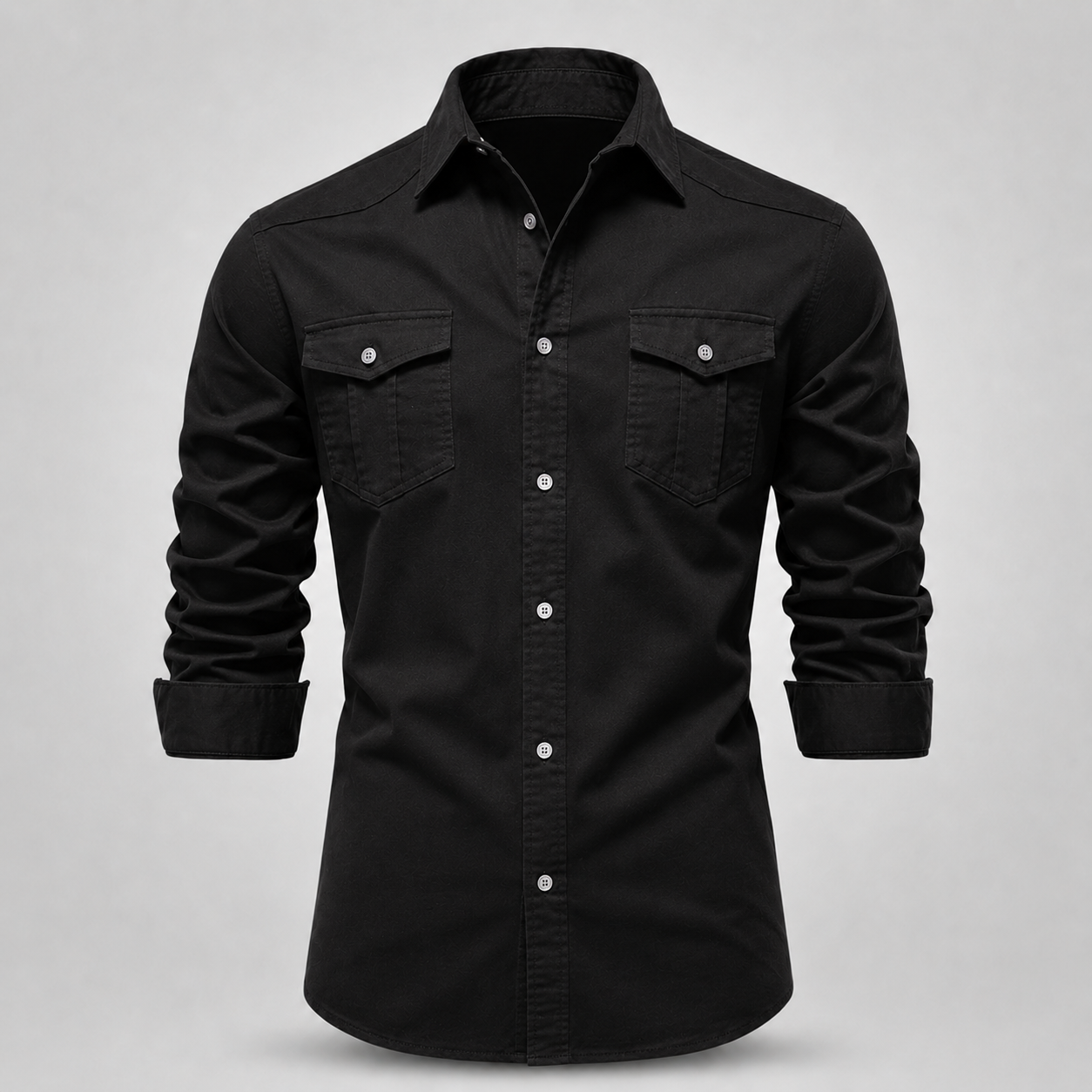 Men's Garment-Washed Cotton Button-Down Shirt