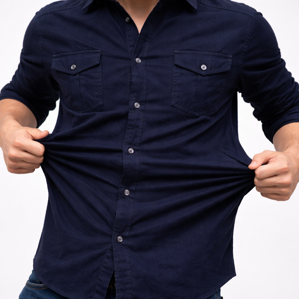 Men's Garment-Washed Cotton Button-Down Shirt