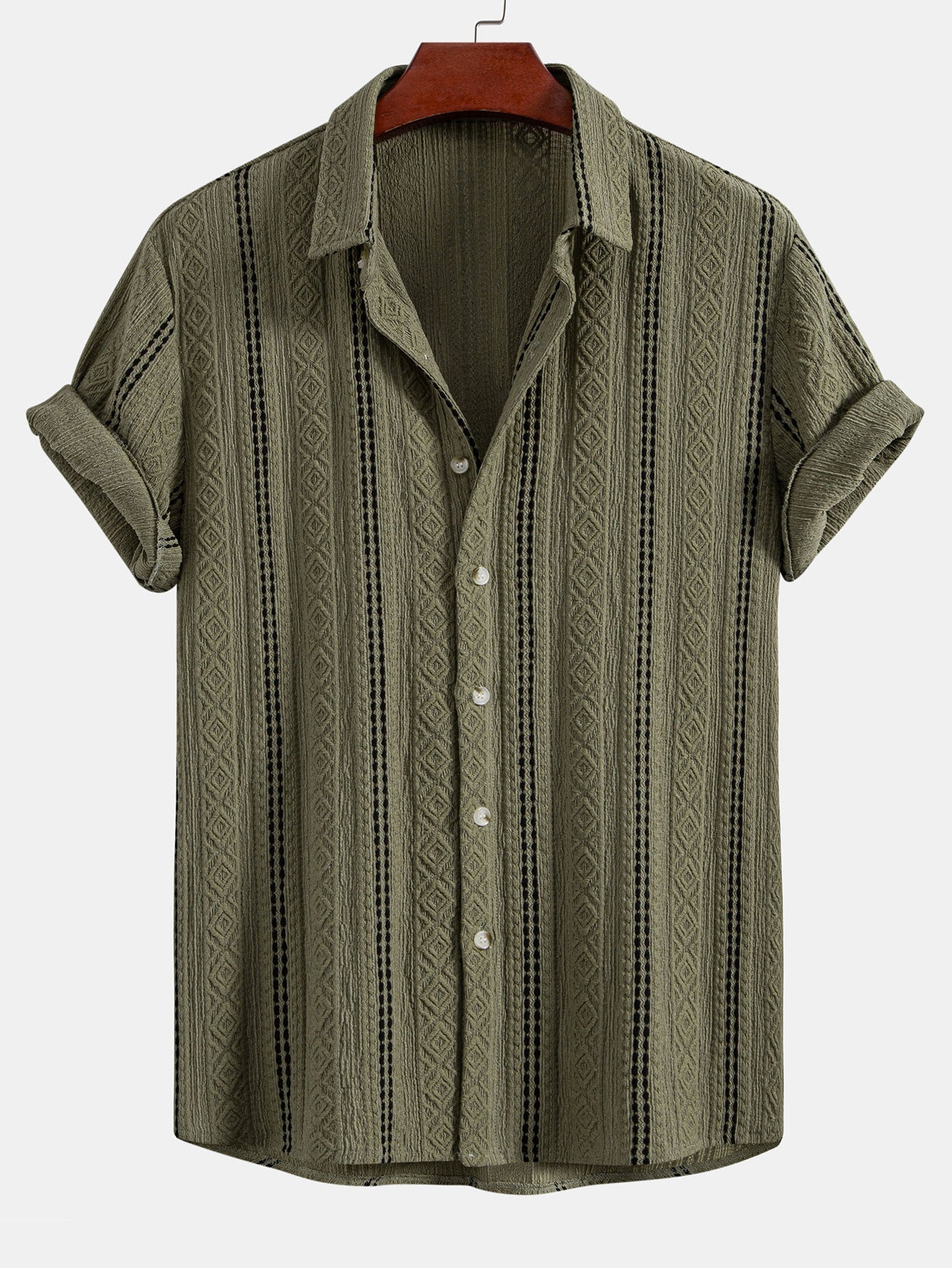 Men's Geometric Striped Jacquard Resort Set