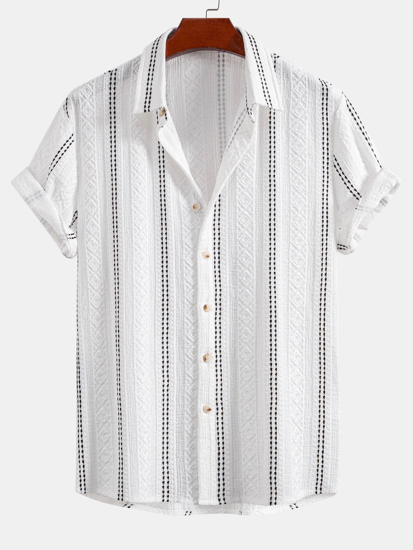 Men's Geometric Striped Jacquard Resort Set