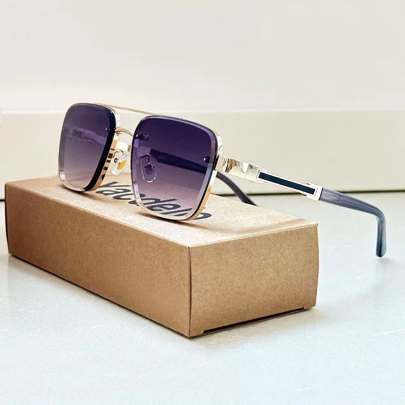 Men's Gold Titanium Retro Sunglasses