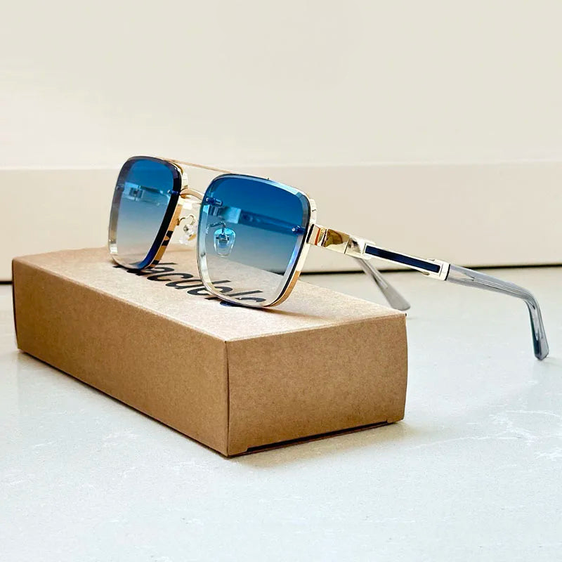 Men's Gold Titanium Retro Sunglasses