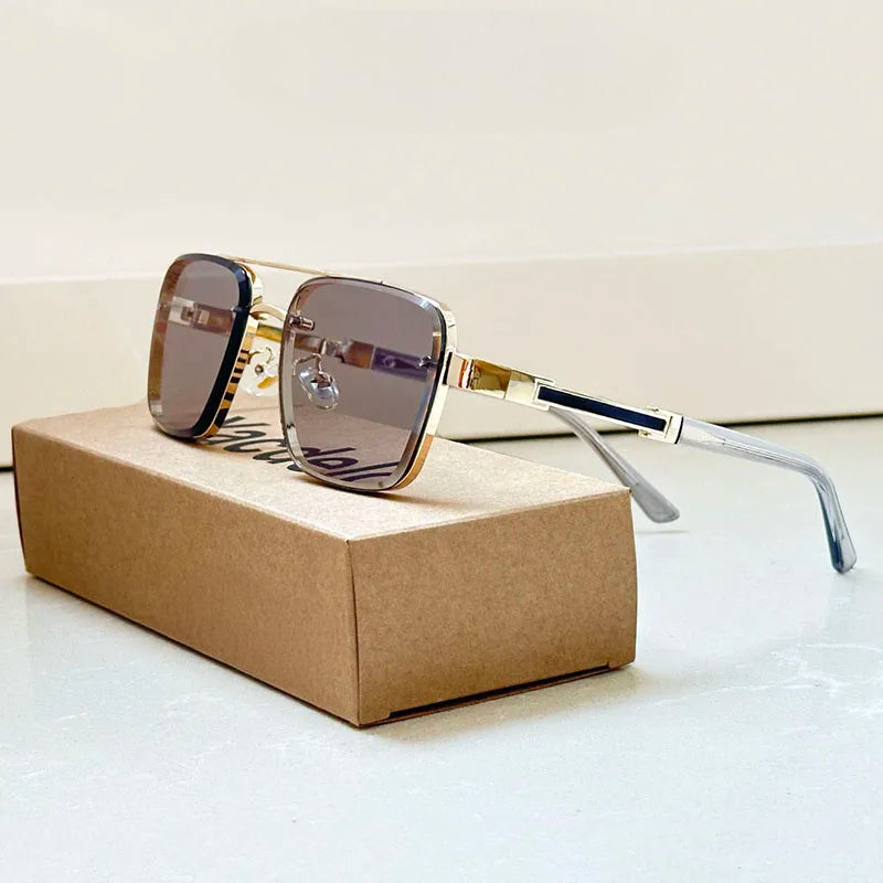Men's Gold Titanium Retro Sunglasses