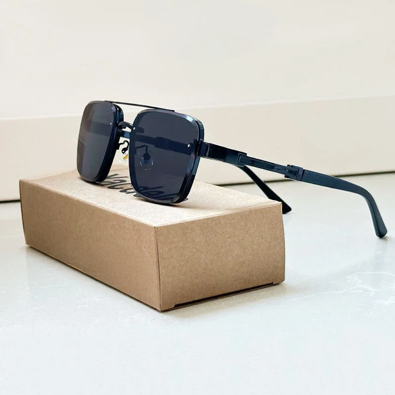 Men's Gold Titanium Retro Sunglasses