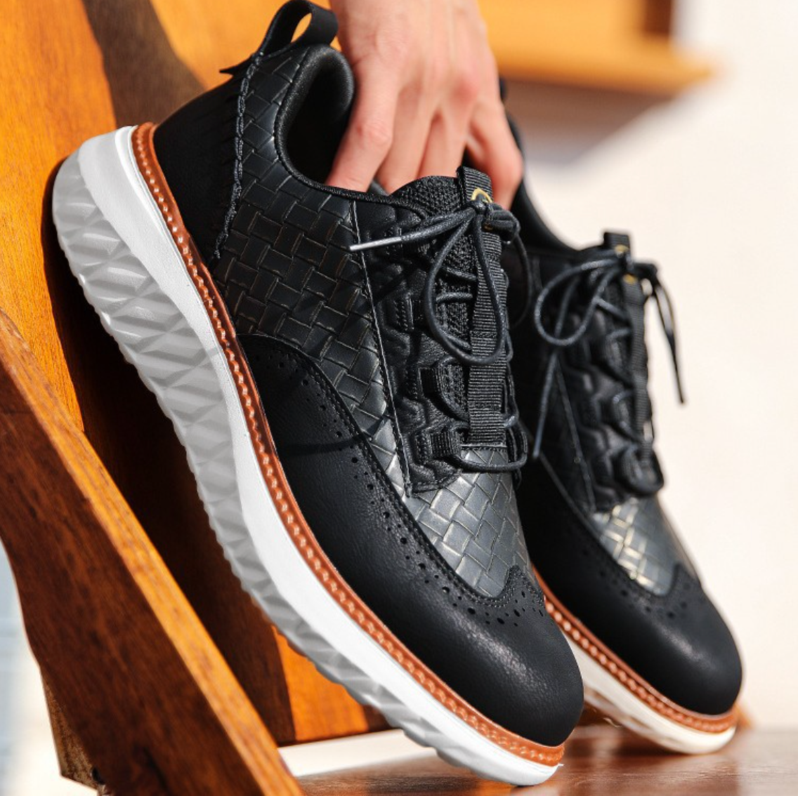 Men's Hand-Stitched Hybrid Casual Sneakers