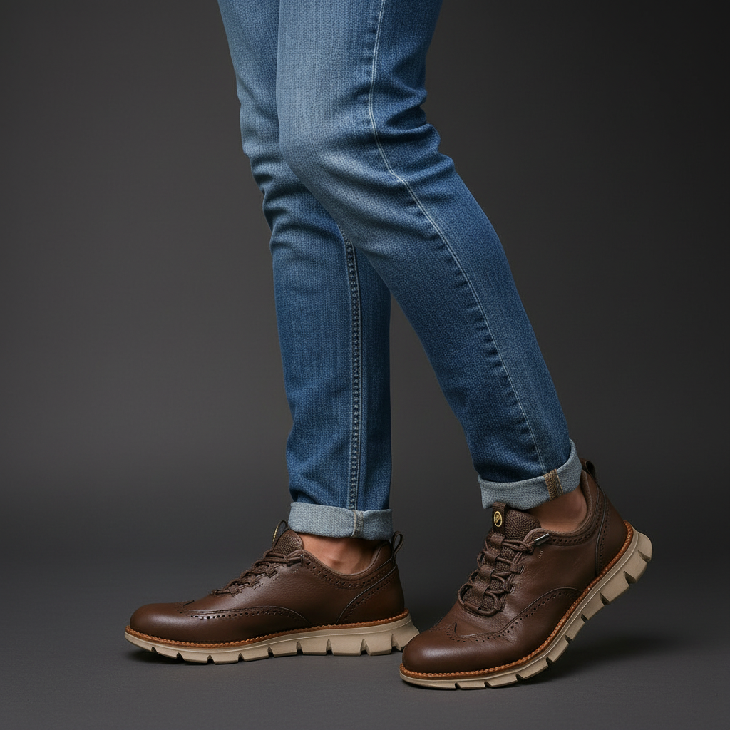 Men's Hybrid Wingtip Sneaker with Cushioned Footbed