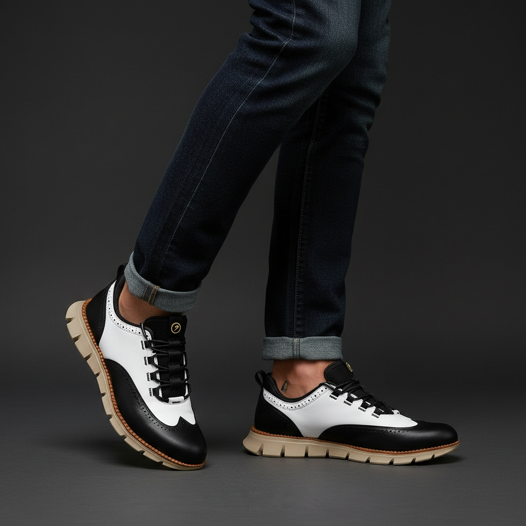 Men's Hybrid Wingtip Sneaker with Cushioned Footbed