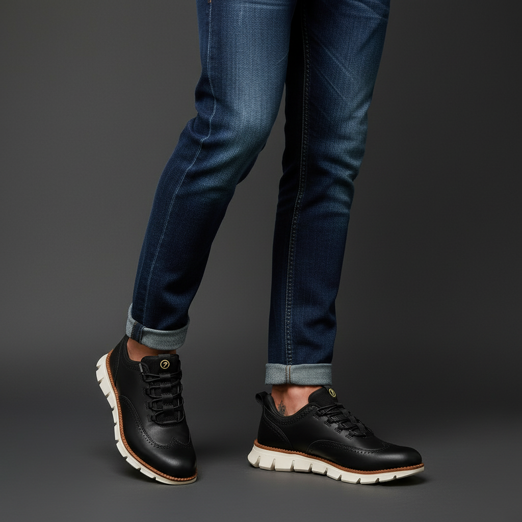 Men's Hybrid Wingtip Sneaker with Cushioned Footbed