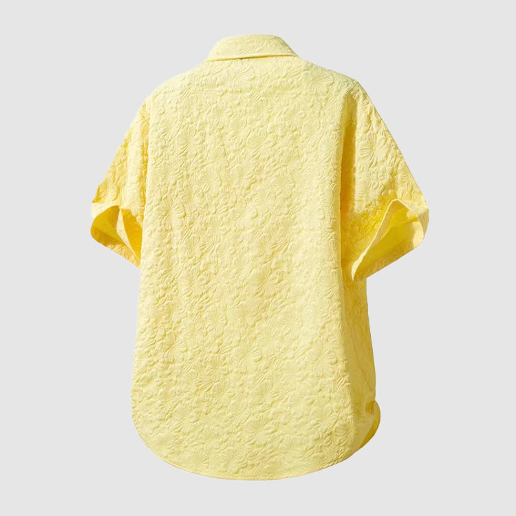 Men's Jacquard Textured Short Sleeve Casual Shirt