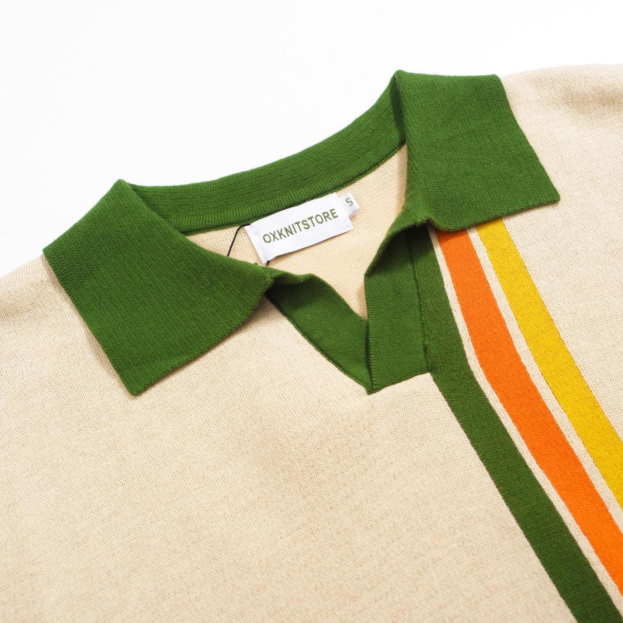 Men's Knit Polo Shirt with 70s Geometric Graphic